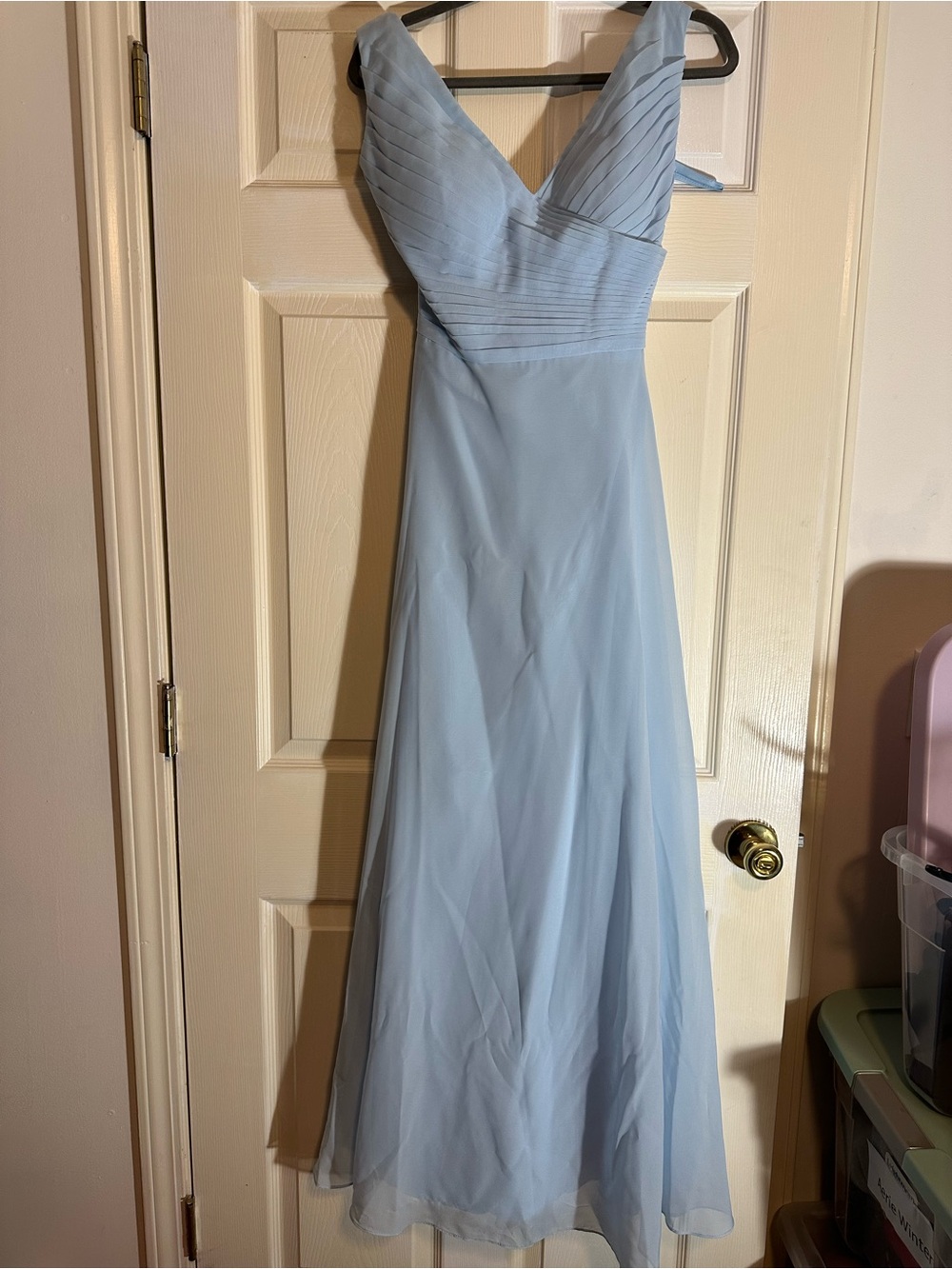 Elegant Light Blue V-Neck corseted Evening Dress